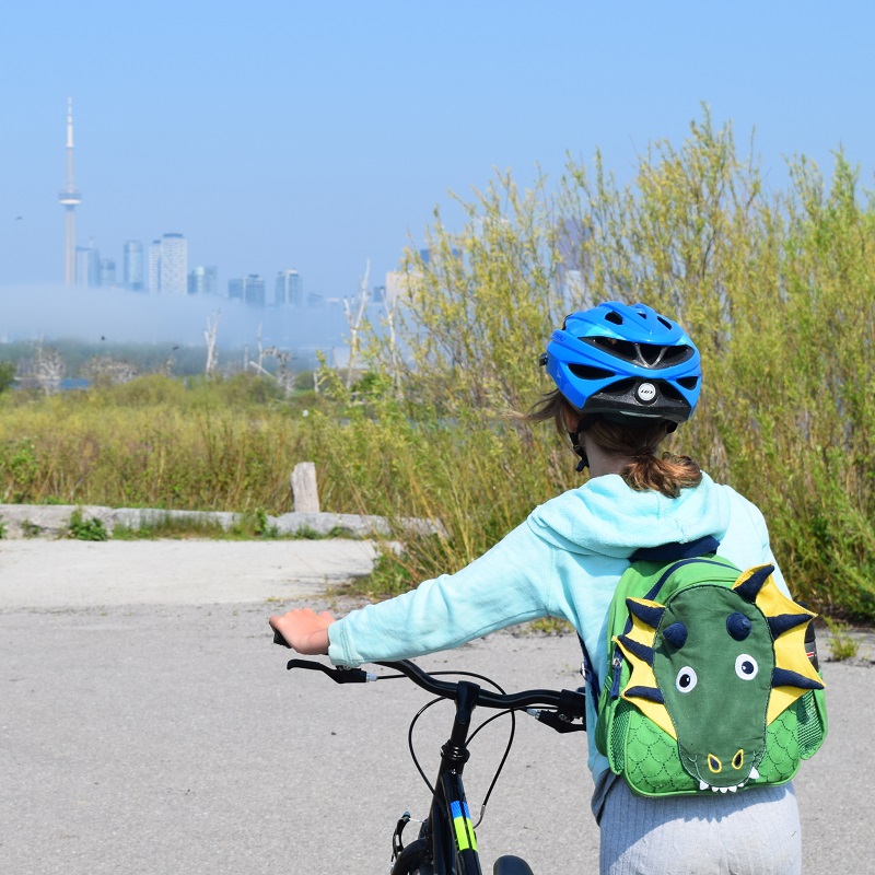 summer campers enjoy wheels on the waterfront bike camp at Tommy Thompson Park
