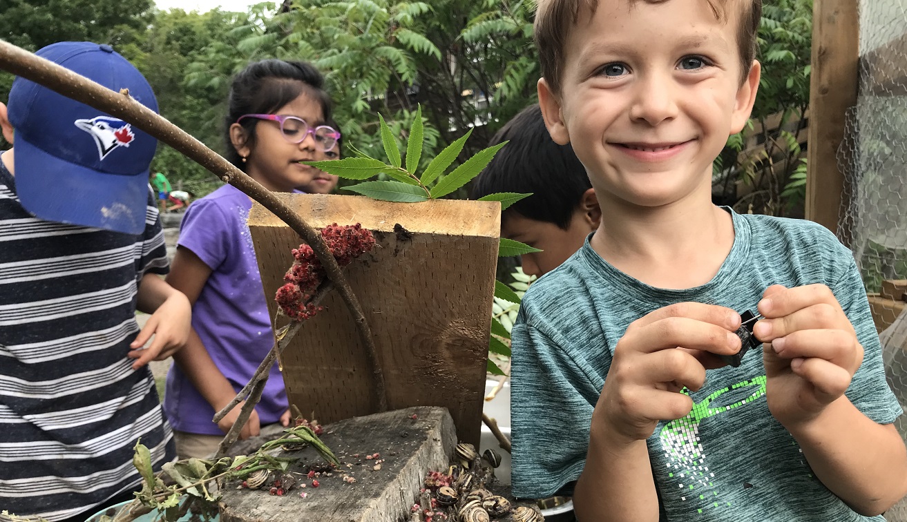 summer campers make nature art at Tommy Thompson Park