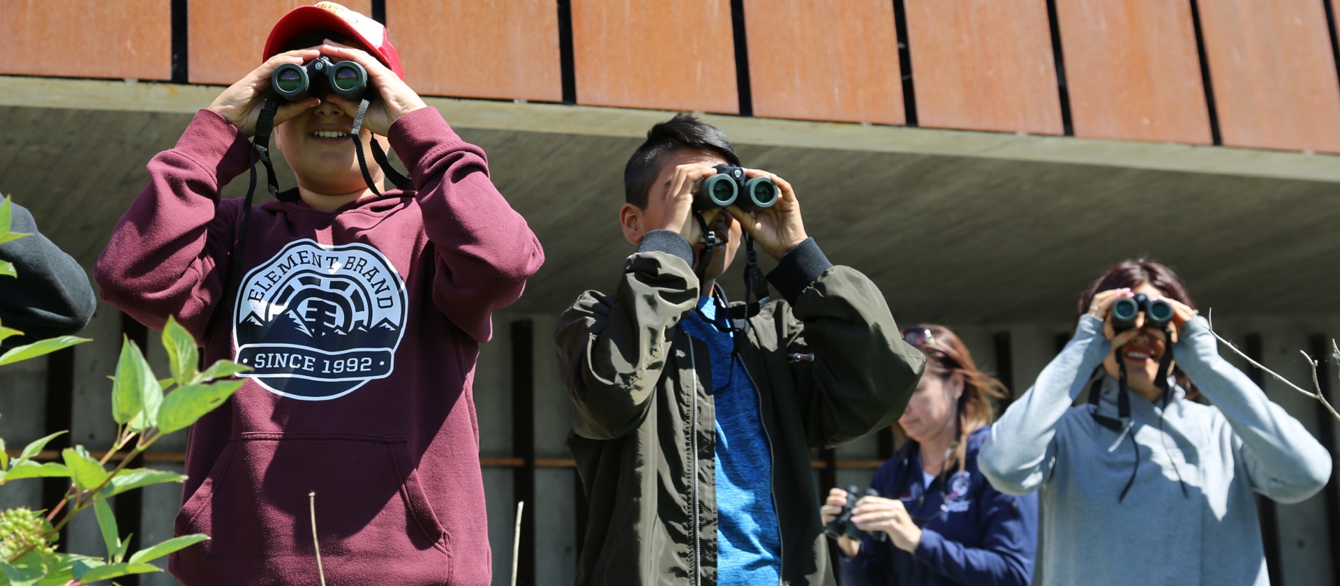 young bird watchers at Tommy Thompson Park