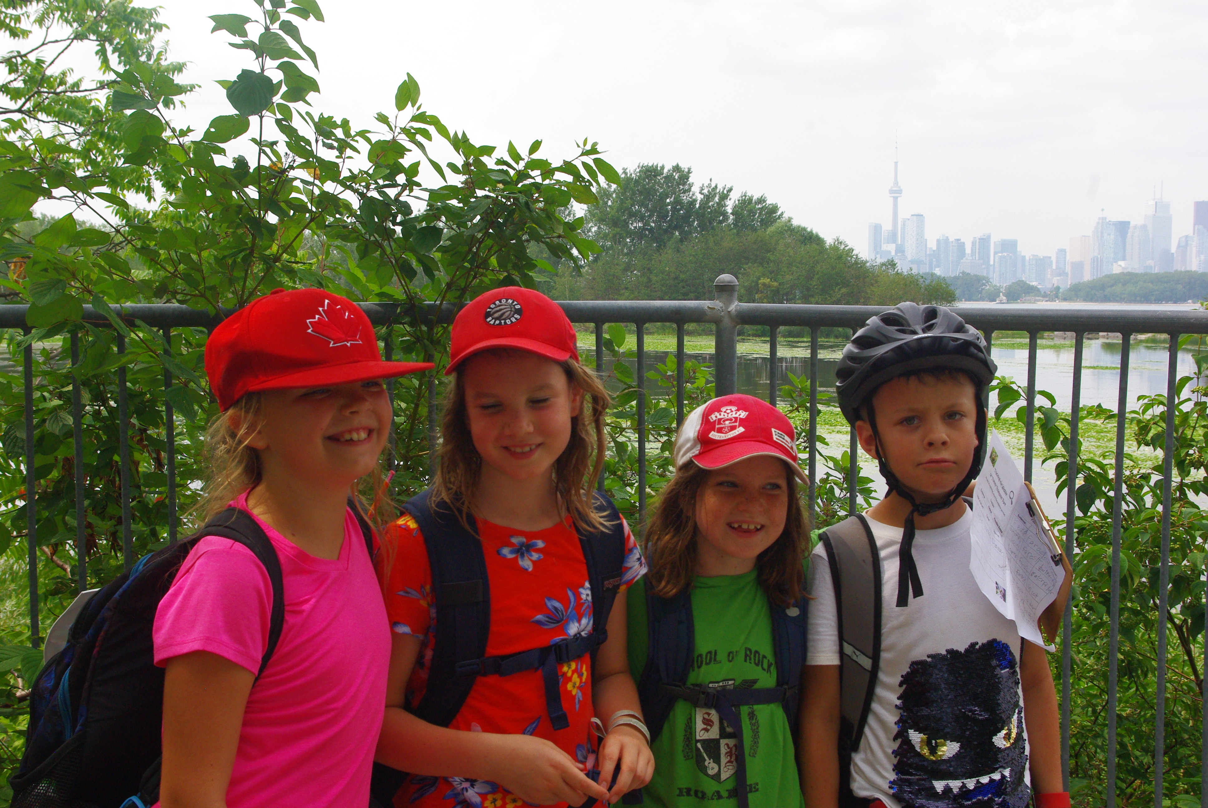 Four young campers at Tommy Thompson Park